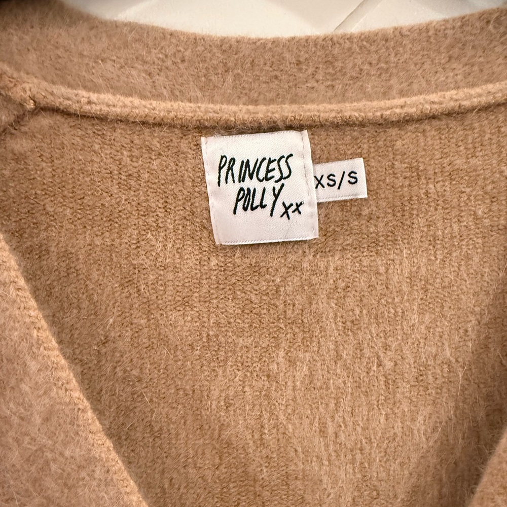 Princess Polly Cozy Brown Tan Cardigan Sweater, XS/S Pristine Like New - Picture 6 of 7